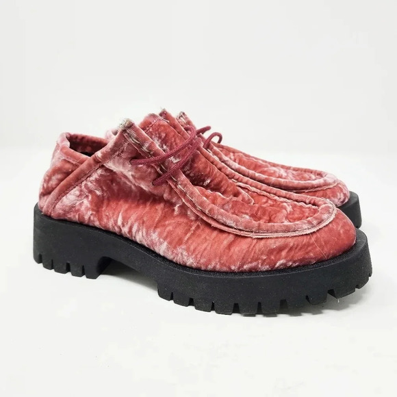 New Free People Convertible Velvet Oxfords Smoked Pink 37 - Picture 1 of 7